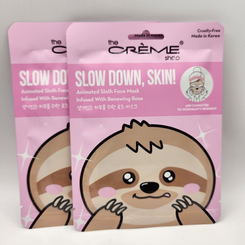 The Creme Shop Set of 2 Slow Down Skin! Animated Sloth Face Sheet Masks